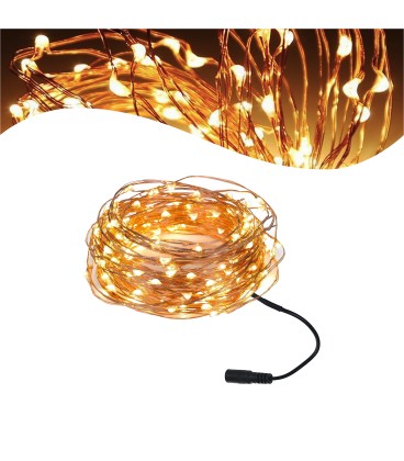 TIRA COBRE 10M 100LED CALIDO 3000K CON TRANSFO