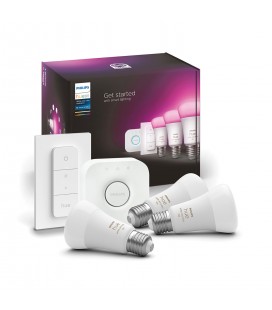 KIT PHILIPS HUE GENERACIÓN 2022 E27 MULTICOLOR + INTERRUBTOR INALÁMBRICO + BRIDGE