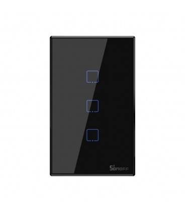 INTERRUPTOR DE PARED SONOFF DE 3 CANALES WIFI + RF NEGRO