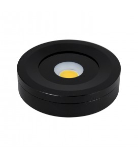 PUNTO LUZ LED PARA MUEBLE 3W 3000K DIMEABLE CARCAZA NEGRA 220V COB ÁNGULO 90° Φ58×14MM IP 67