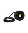 PUNTO LUZ LED PARA MUEBLE 5W COB 3000K DIMEABLE CARCAZA NEGRA 220V ÁNGULO 90° Φ58X25MM. IP 67