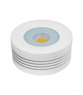 PUNTO LUZ LED PARA MUEBLE 5W COB 3000K DIMEABLE CARCAZA BLANCA 220V ÁNGULO 90° Φ58X25MM IP 67