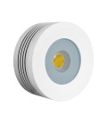 PUNTO LUZ LED PARA MUEBLE 5W COB 3000K DIMEABLE CARCAZA BLANCA 220V ÁNGULO 90° Φ58X25MM IP 67