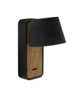 LÁMPARA LECTURA MURO 5W 3000K NEGRA + MADERA CLARA 85X160MM