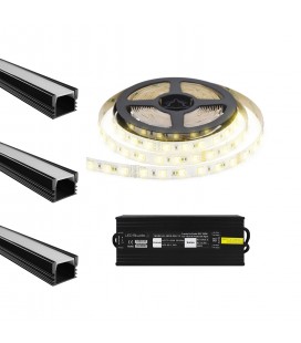 PACK DE CINTA LED 24W/M 2700K 12V IP68 5 METROS + FUENTE DE PODER 200W 12V IP67