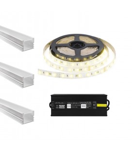 KIT CINTA LED STUDIO SILICONA NANO 14.4W/MT LUZ CÁLIDA 12V IP65 + FUENTE PODER 100W 12 I67