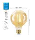 AMPOLLETA WIZ LED WIFI FILAMENTO AMBAR GLOBO G95/E27 LED 6,9W DIMERIZABLE 220V 2000K A 4500K