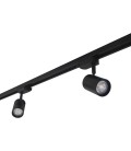 KIT RIEL MONOFASICO LED STUDIO NEGRO DE DOS METROS CON 5 FOCOS Y 5 AMPOLLETAS GU10 3.8W 2700K 340LM IP20