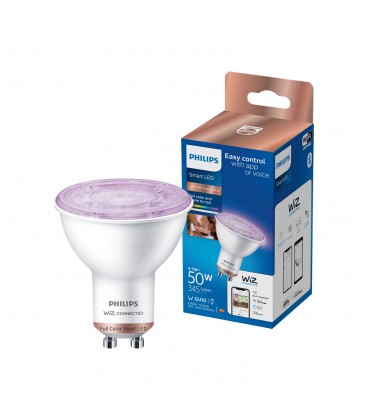 AMPOLLETA GU10 WIZ INTELIGENTE 4,7W (EQUIV. 50W) LUZ CÁLIDA A FRÍA Y RGB BLANCO