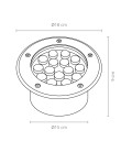 EMBUTIDO A PISO 15W LED INTEGRADO 3000K AC220V VIDRIO TRANSPARENTE IP67 TAMAÑO ø180 X 90MM