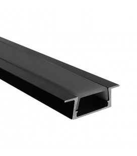 PERFIL PARA CINTA LED STUDIO RECTANGULAR EMBUTIDO BAJO DIFUSOR TAPA NEGRA 2MTS