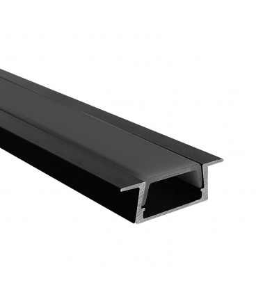 PERFIL PARA CINTA LED STUDIO RECTANGULAR EMBUTIDO BAJO DIFUSOR TAPA NEGRA 2MTS