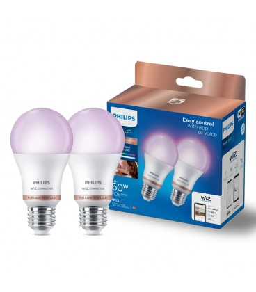 PACK 2 AMPOLLETA INTELIGENTE E27 WIZ 60W LUZ CÁLIDA A LUZ FRÍA