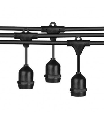 CORDÓN ORNAMENTAL LED STUDIO 15 METROS IP65 (SIN AMPOLLETAS E27) NEGRO