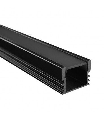 PERFIL PARA CINTA LED STUDIO SOBREPUESTO CUADRADO DIFUSOR NEGRO (1 METRO) H1.2 1.5x100 CM NEGRO