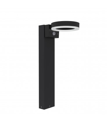 BOLLARD ELINA SOLAR LED GRIS OSCURO 6W 3000K SOLAR CON SENSOR DE MOVIMIENTO 3 MODOS. INCLUYE ESTACA. 50 CM ALTO IP44