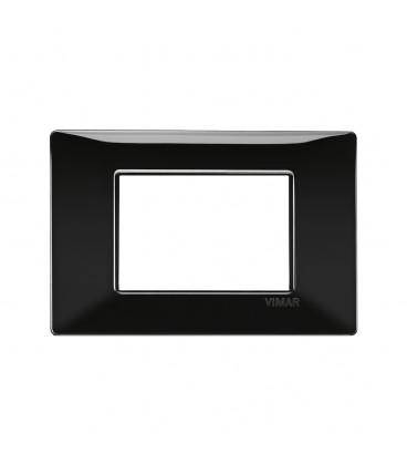 PLACA VIMAR PLANA TECNOPOLÍMERO 3 MÓDULOS NEGRO (14653.05) / 120X80MM