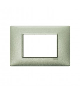 PLACA VIMAR PLANA TECNOPOLÍMERO 3 MÓDULOS VERDE METALIZADO (14653.72) / 120X80MM