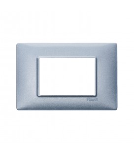 PLACA VIMAR PLANA TECNOPOLÍMERO 3 MÓDULOS AZUL METALIZADO (14653.73) / 120X80MM