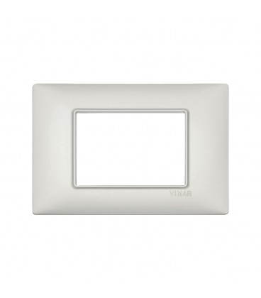 PLACA VIMAR PLANA TECNOPOLÍMERO 3 MÓDULOS PLATA PERLADA (14653.75.01) / 120X80MM