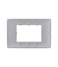 PLACA VIMAR PLANA TECNOPOLÍMERO 3 MÓDULOS ALUMINIO CEPILLADO (14653.81) / 120X80MM